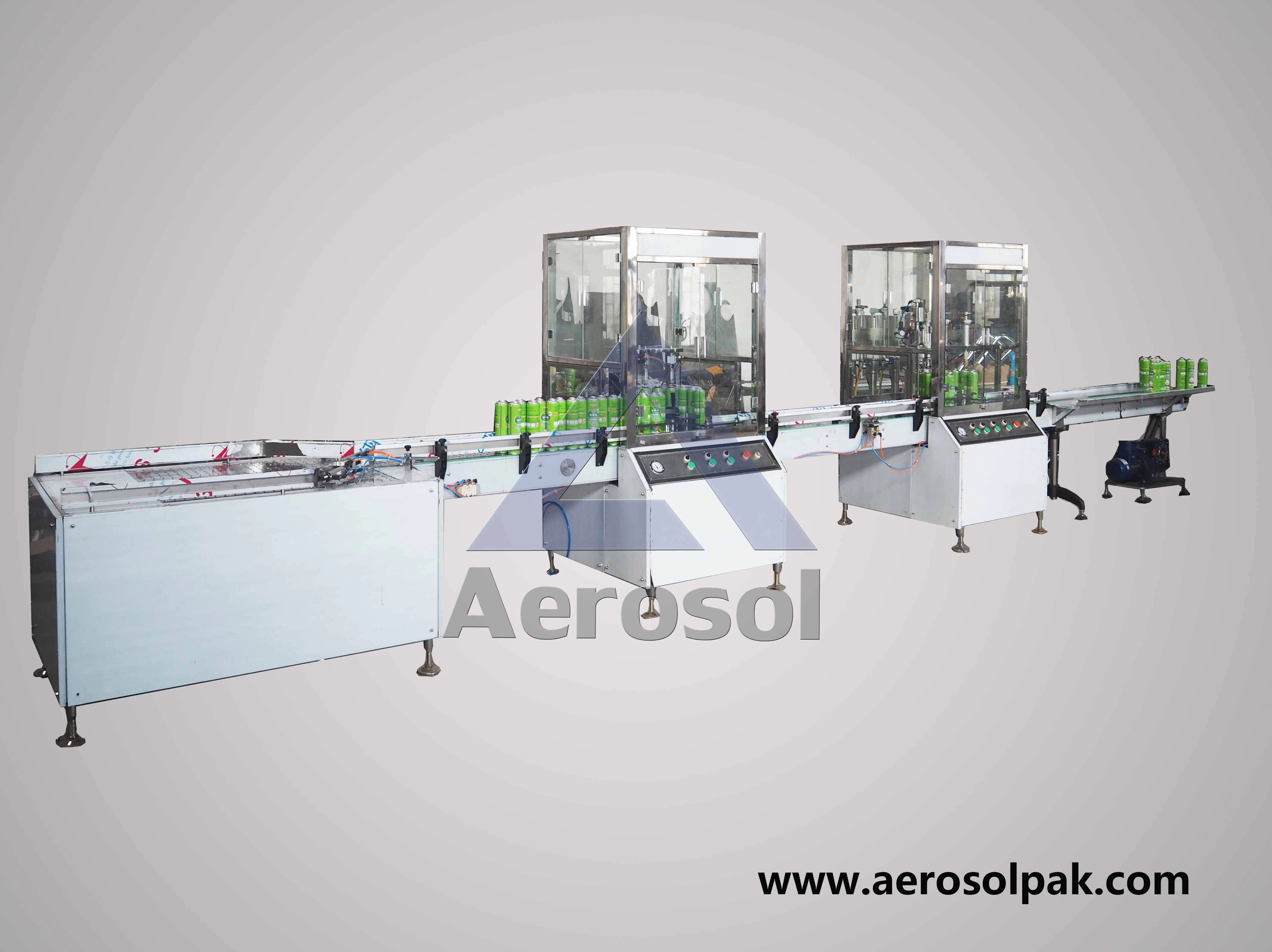 เครื่องบรรจุกระป๋อง Aerosol อัตโนมัติเต็มรูปแบบ