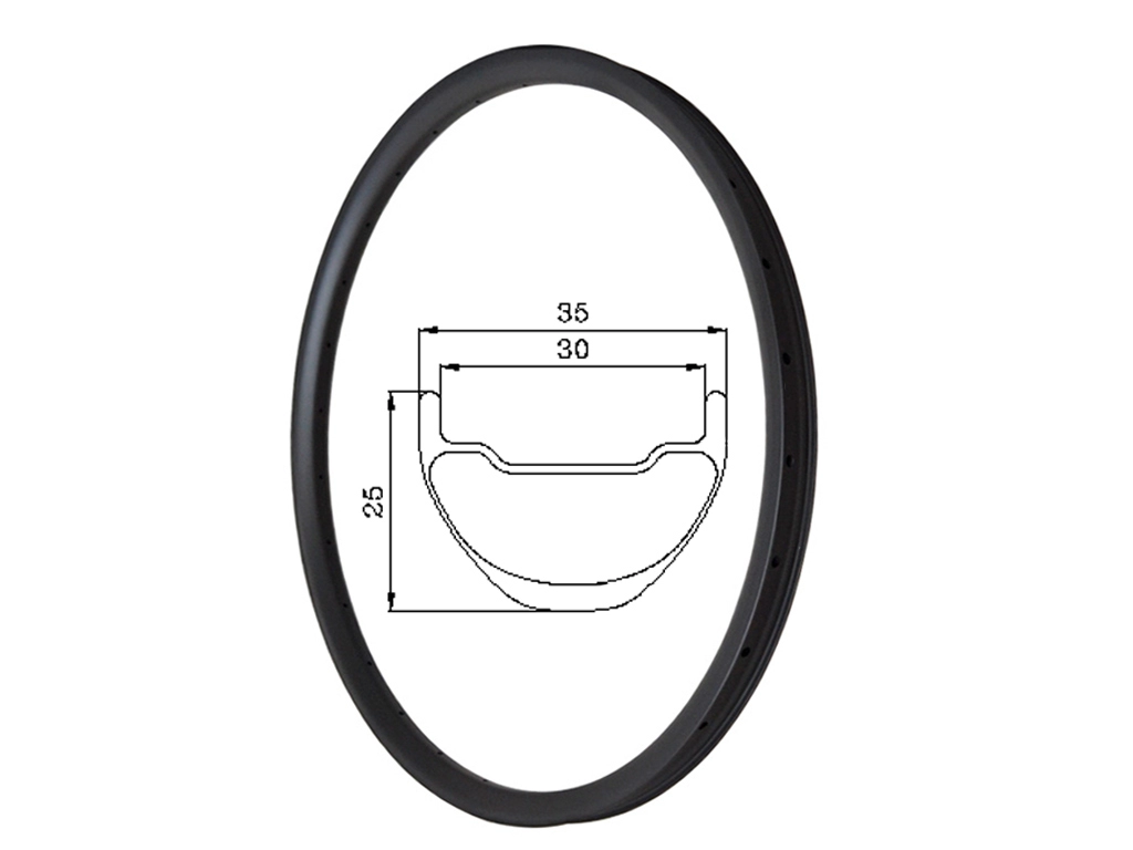 35mm คาร์บอนไม่มีขอบ MTB RIM สำหรับ XC AM