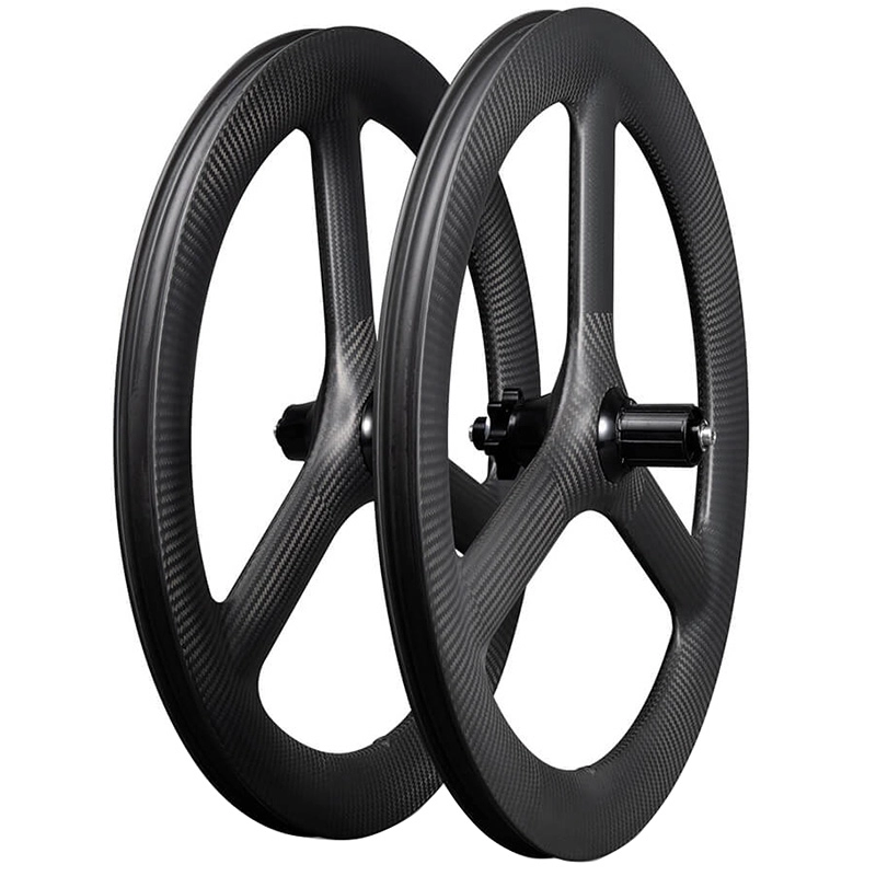 Carbon Tri Spoke Wheel 20 นิ้ว 451 พับ Ride Carbon Wheelset ดิสก์เบรก 25mm กว้าง 48mmDeep