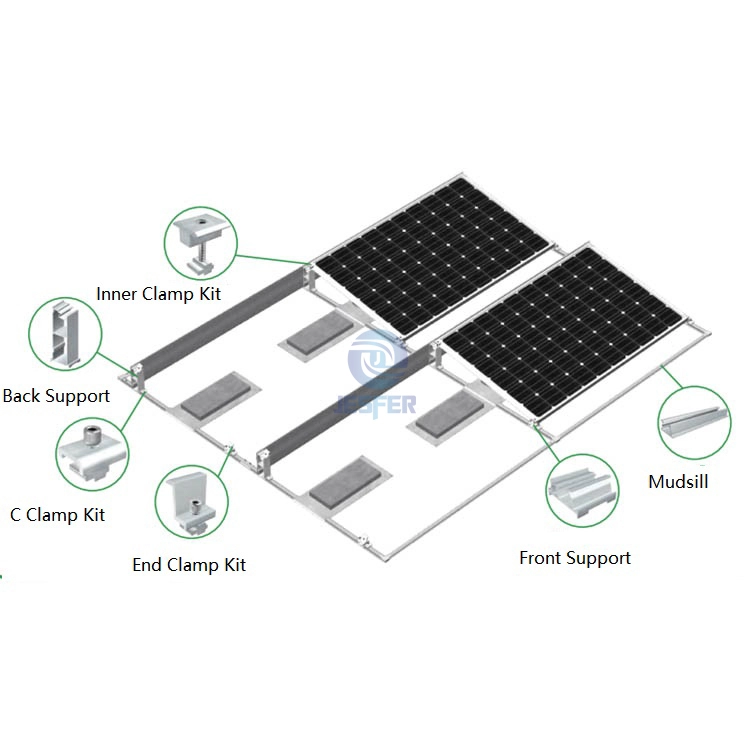 ระบบติดตั้งบัลลาสต์ Solar PV หลังคาแบน