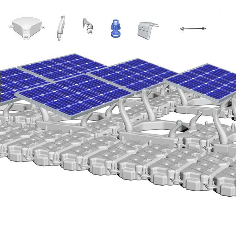 Dry Lake Full Anchoring Solution ชุดพลังงานแสงอาทิตย์ HDPE โครงสร้างการติดตั้งพลังงานแสงอาทิตย์แบบลอยตัวสระว่ายน้ำ