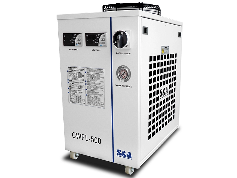 ชิลเลอร์น้ำอุณหภูมิคู่ CWFL-500 สำหรับไฟเบอร์เลเซอร์ 500W