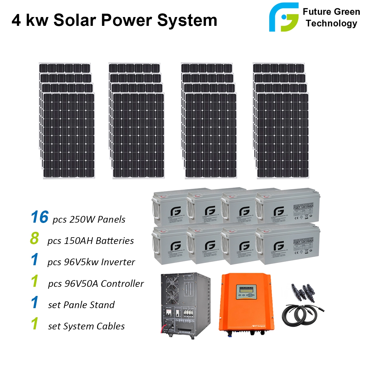 4kw Home Use off Grid Solar PV Panel ชุดระบบไฟฟ้ากำลัง