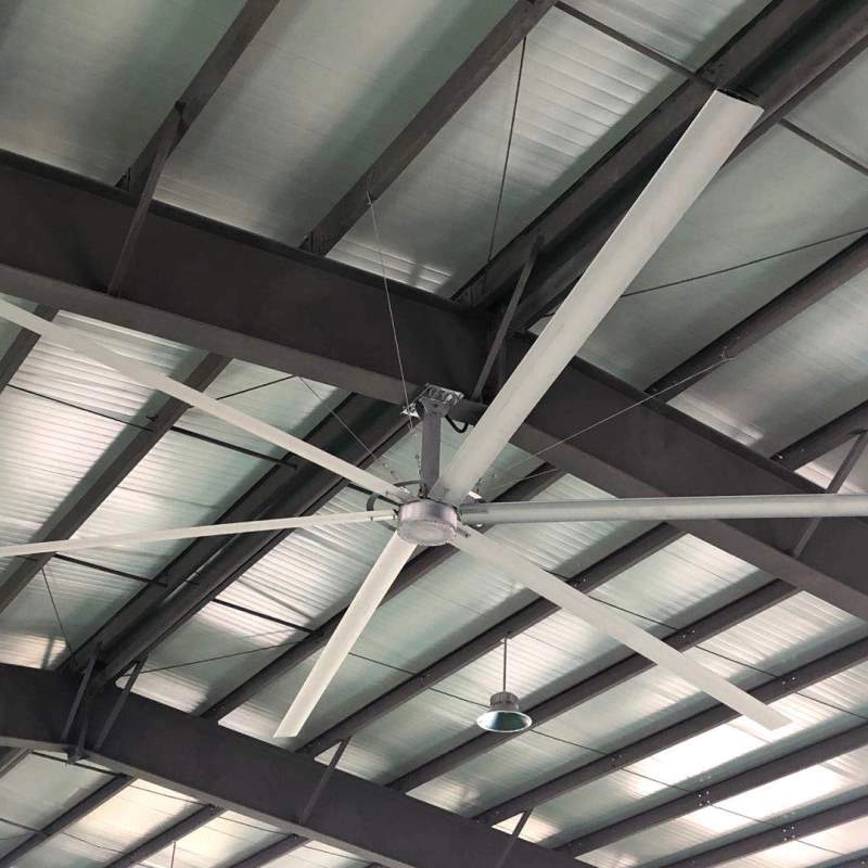 พัดลม HVLS อุตสาหกรรมความเร็วต่ำปริมาณสูงพร้อมใบพัดขนาดใหญ่ Aerometal พัดลมเพดาน BLDC