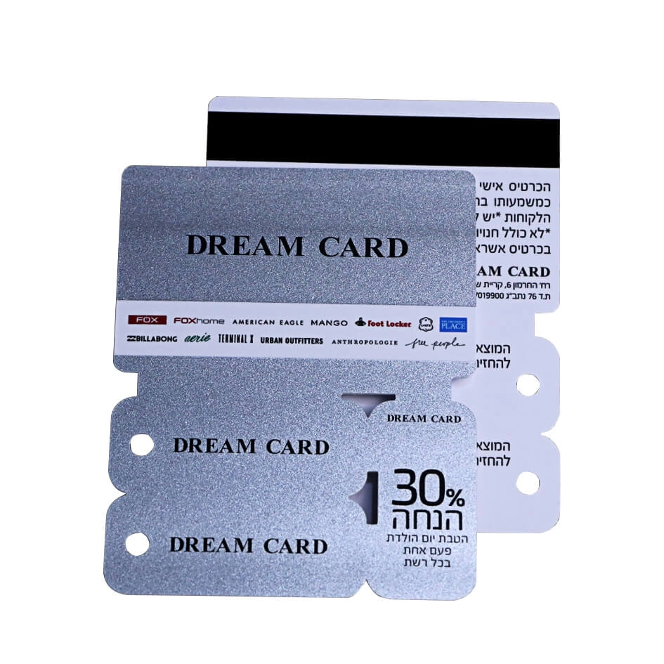 การพิมพ์ผงเงิน 4 In 1 PVC Combo Magnetic Card พร้อมบาร์โค้ด