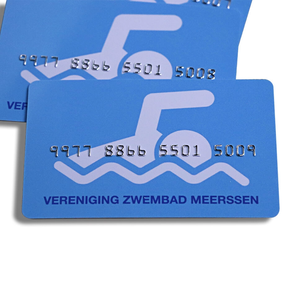 13.56MHz RFID FM08 บัตรสะสมคะแนน PVC พร้อมหมายเลขนูน