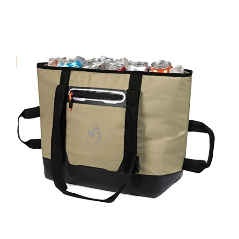 กระเป๋าเก็บความเย็นฉนวน 30 กระป๋องคูลเลอร์ป้องกันการรั่วสำหรับการเดินป่าตั้งแคมป์ริมทะเล