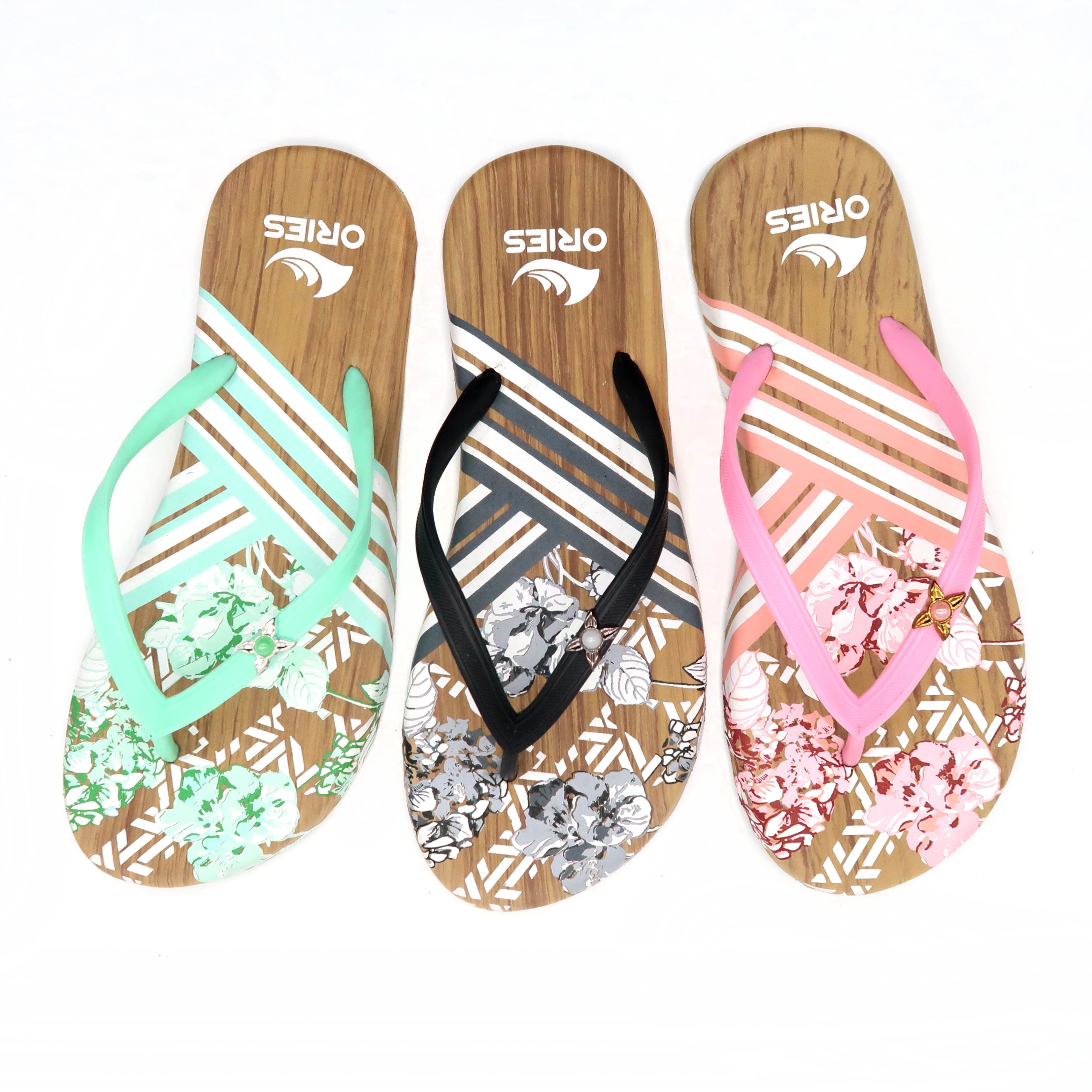 ดอกไม้ที่มีสไตล์และการออกแบบไม้ EVA Sole House Flip Flop รองเท้าแตะ