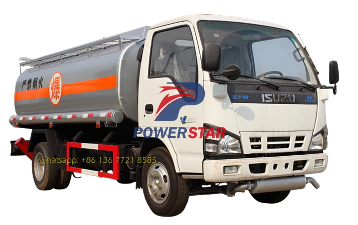 5000L Libya Isuzu NKR55 600P รถบรรทุกน้ำมันเชื้อเพลิง