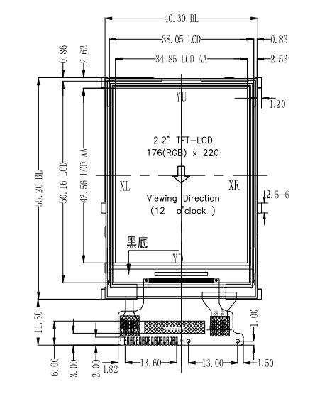 โมดูล TFT LCD ความละเอียด 2.2 นิ้ว 176x220 พร้อมอินเทอร์เฟซ SPI แบบสัมผัส