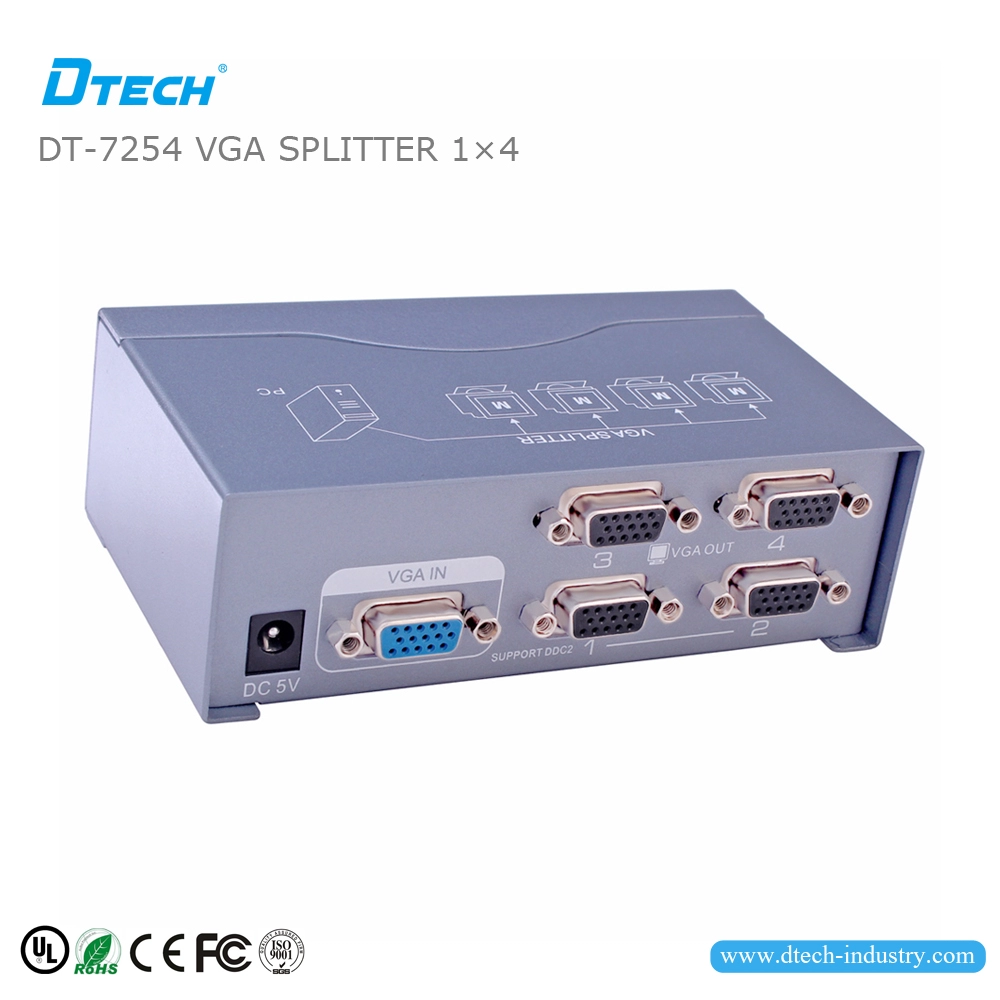 DT-7254 1 ถึง 4 250MHZ VGA SPLITTER