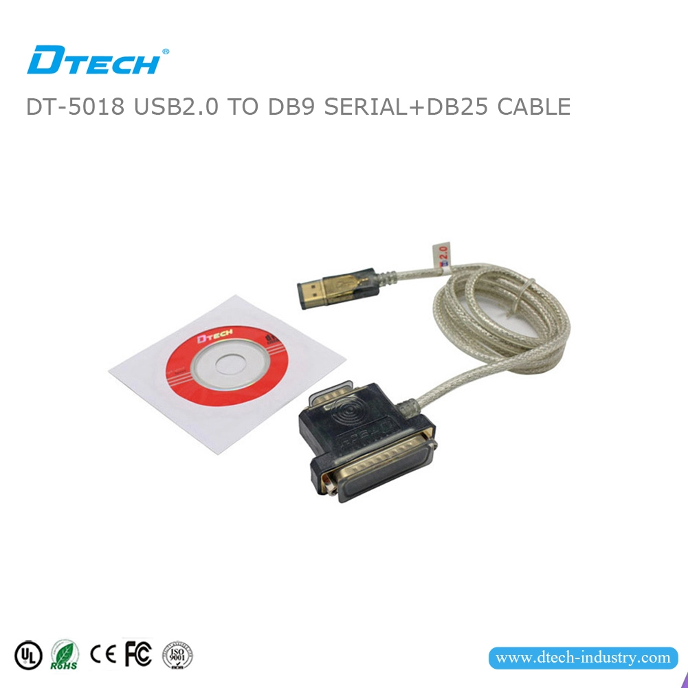 สายเคเบิลอะแดปเตอร์ DTECH DT-5018 USB 2.0 ถึง RS232 DB9 และ DB25