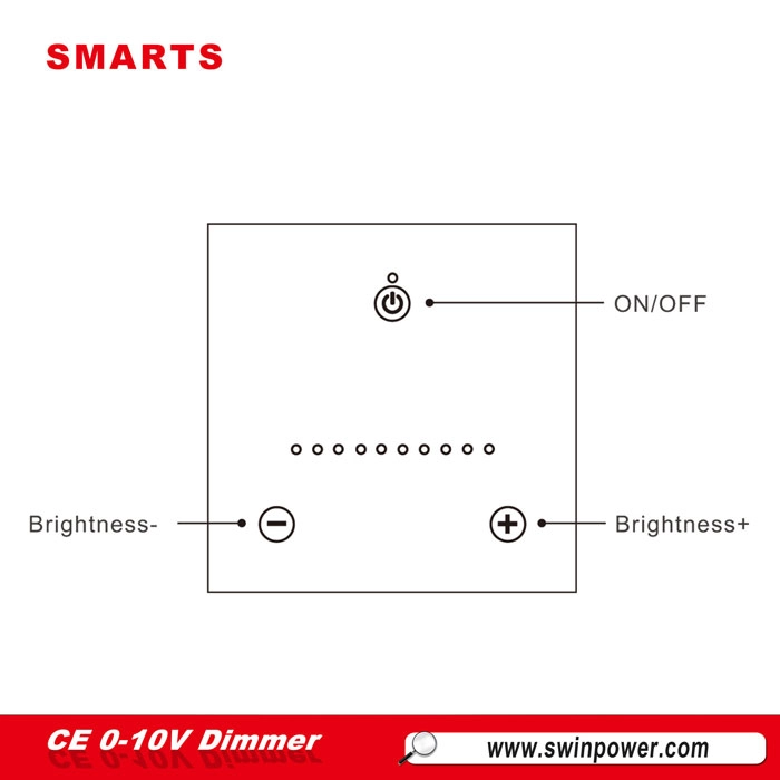 สวิตช์หรี่ไฟผนังเดี่ยวสีขาว 220v PWM LED 0-10v 1-10v dimmer