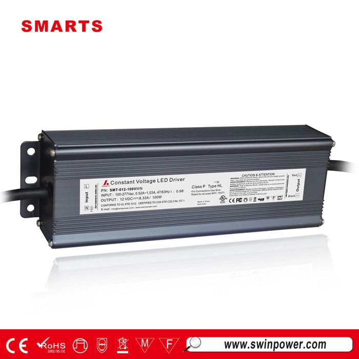 รับประกัน 7 ปี 12vdc 100w สำหรับไดรเวอร์ไฟเพดาน LED