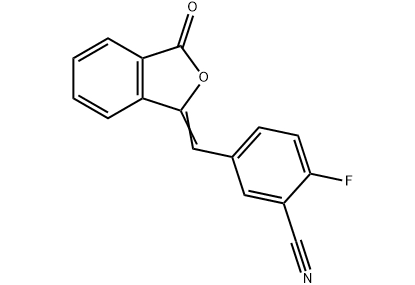 2-ฟลูออโร-5-[(3-ออกโซ-1(3H)-ไอโซเบนโซฟุราไนลิดีน)เมทิล]-เบนโซไนไทรล์