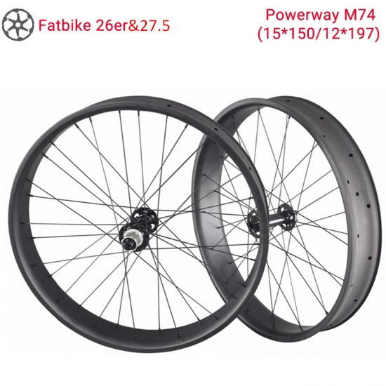 Lightcarbon 26er & 27.5 Snow Bike ล้อ Powerway M74 Fatbike Carbon ล้อ 65/85/90/75 มม. ขอบกว้าง