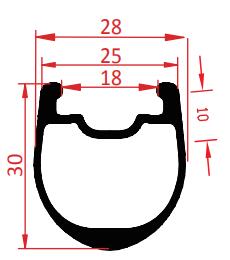 carbon 30mm clincher tubeless rim profile