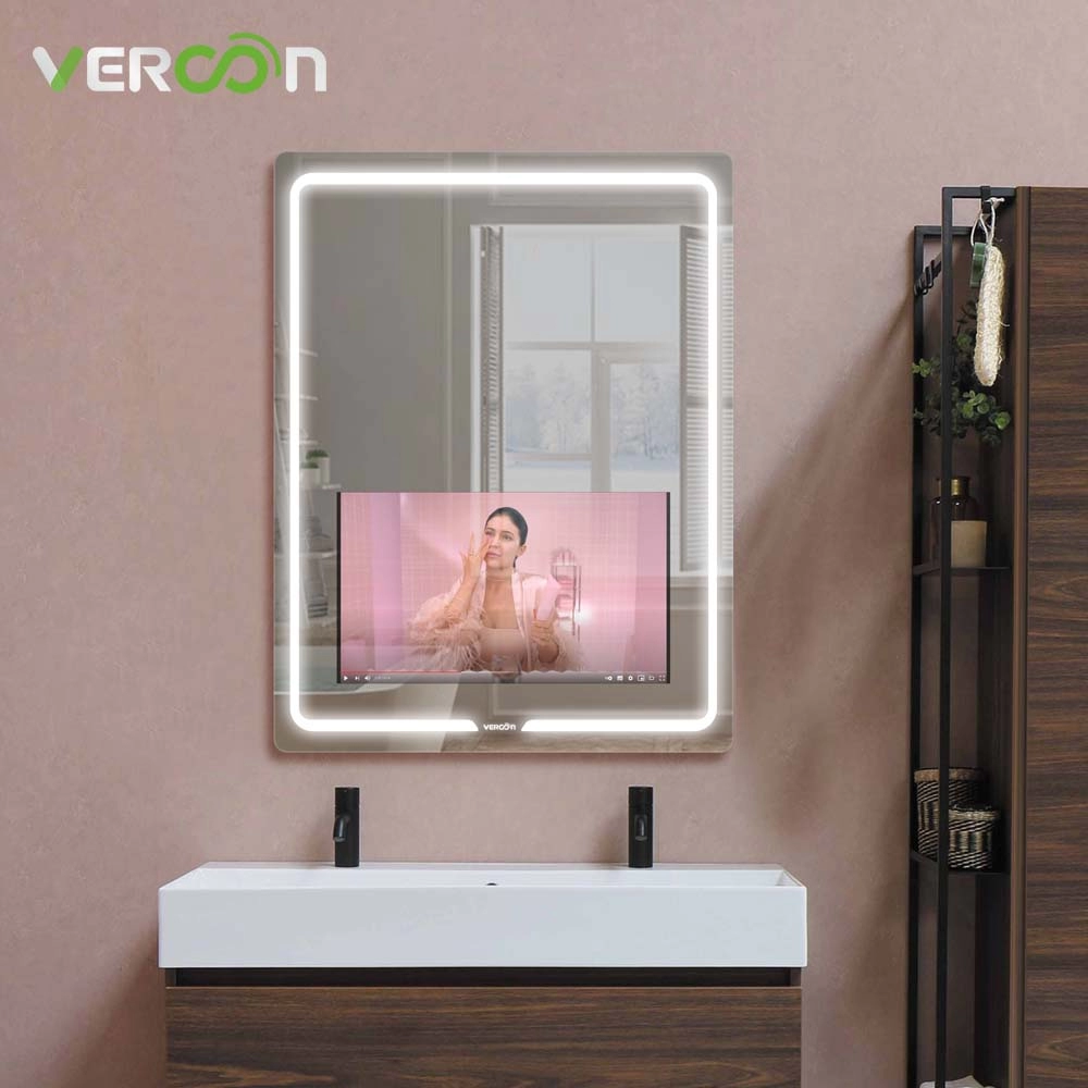 Vercon 21.5 นิ้วหน้าจอสัมผัสห้องน้ำกระจกเงาพร้อมทีวี
