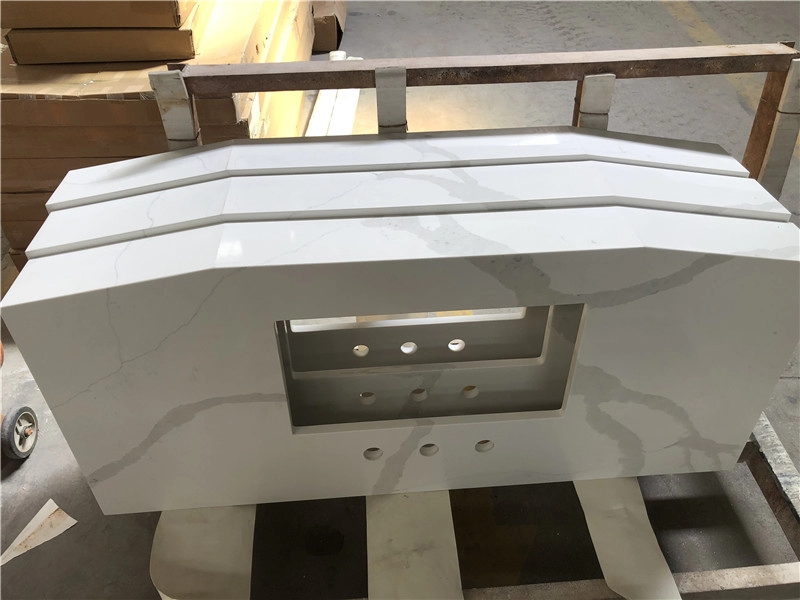 Statuario Quartz Stone Countertop ท็อปโต๊ะเครื่องแป้งห้องน้ำพร้อม Milter Edge