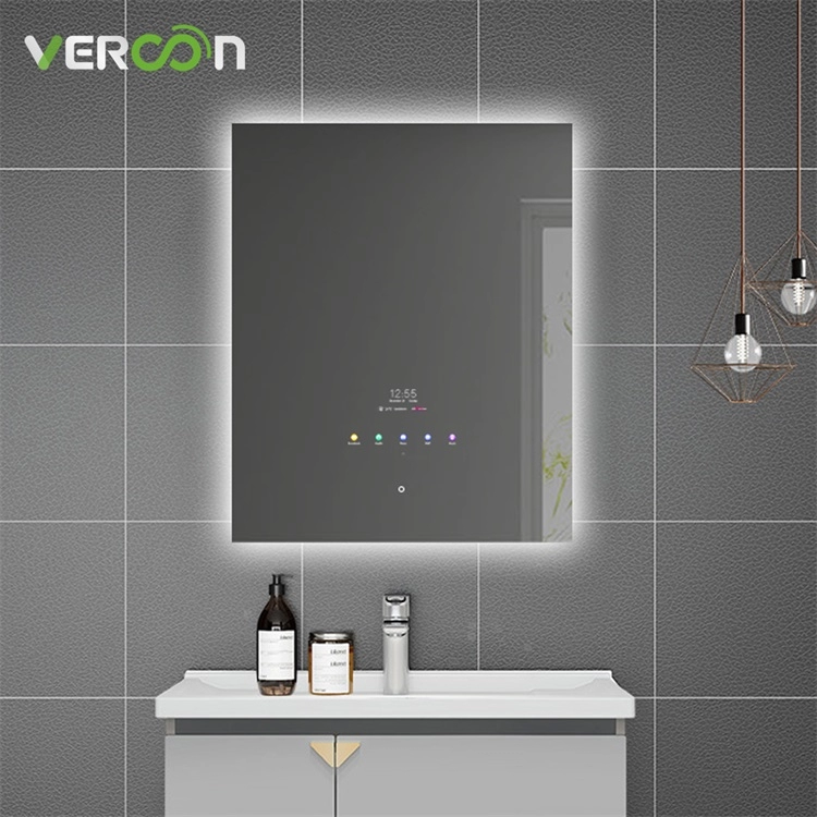 กระจกห้องน้ำมีไฟ LED แบบสมาร์ทย้อนแสง LED ทรงสี่เหลี่ยมผืนผ้า ขนาด 30 นิ้ว