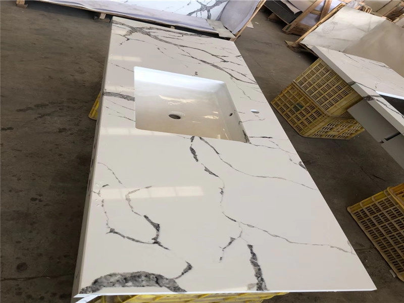 Arctic White Quartz Stone เคาน์เตอร์ครัวห้องน้ำ Vanity Top