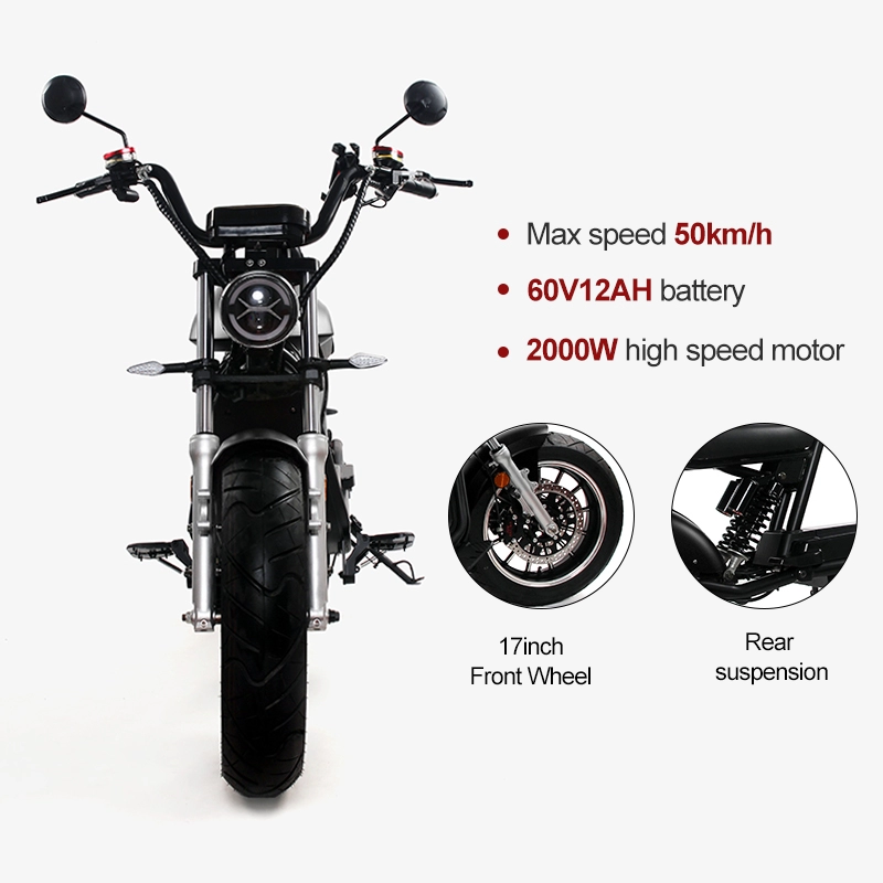 2000W Electric Citycoco สำหรับผู้ใหญ่ 60V 20ah แบตเตอรี่ลิเธียมด้านหลังมอเตอร์ไฮดรอลิก Urban Commuting 1-2 คน Electric Scooter