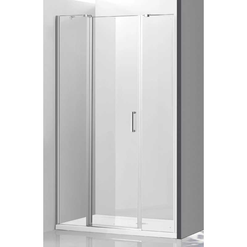 Frameless 2 แผงคงที่ 1 ประตูห้องอาบน้ำกระจก Pivot