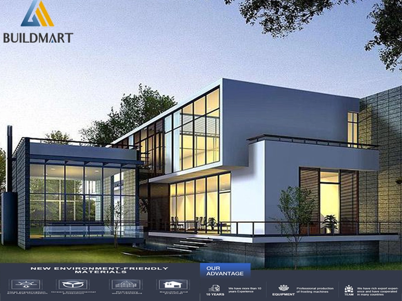 การออกแบบที่หรูหราทันสมัย 2 ชั้น Prefab Steel Villa House