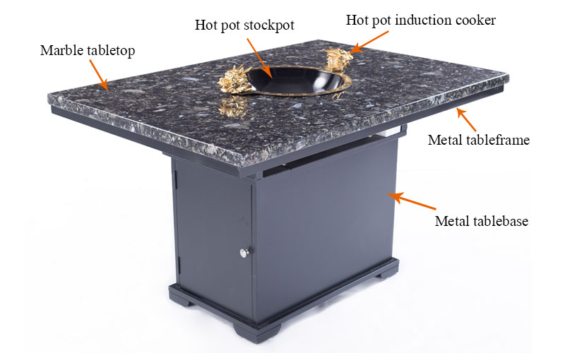 CENHOT โต๊ะหินอ่อนคุณภาพสูงร้านอาหารโครงสร้างโต๊ะหม้อไฟ