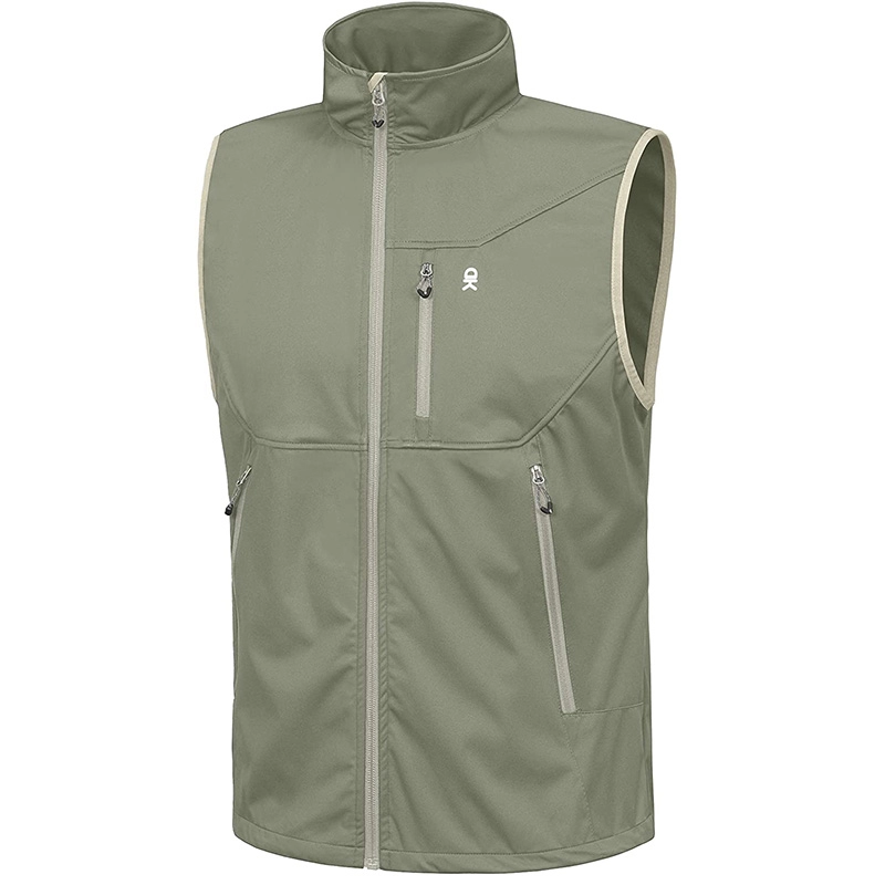 เสื้อกั๊ก Softshell น้ำหนักเบาของผู้ชาย เสื้อแจ็คเก็ต Windproof สำหรับการเดินทางเดินป่า Running Golf
