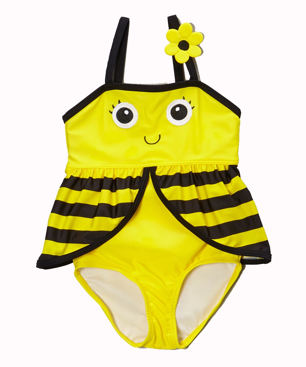 Cute Bees Strappy Yellow ชุดว่ายน้ำวันพีซเด็กผู้หญิง