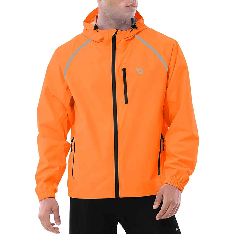 สำหรับผู้ชาย Cycling Running Jacket Waterproof Reflective Lightweight Windbreaker Windproof Bike Jacket Hooded Packable