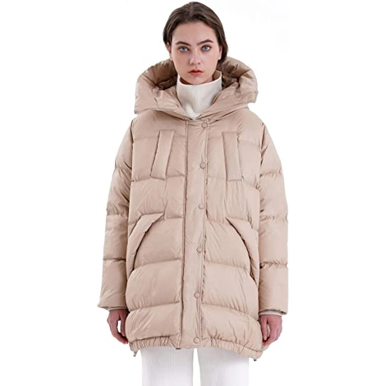 เสื้อแจ็คเก็ตขนเป็ดสำหรับผู้หญิงน้ำหนักเบาอบอุ่น Parka Hooded Coat Jacket