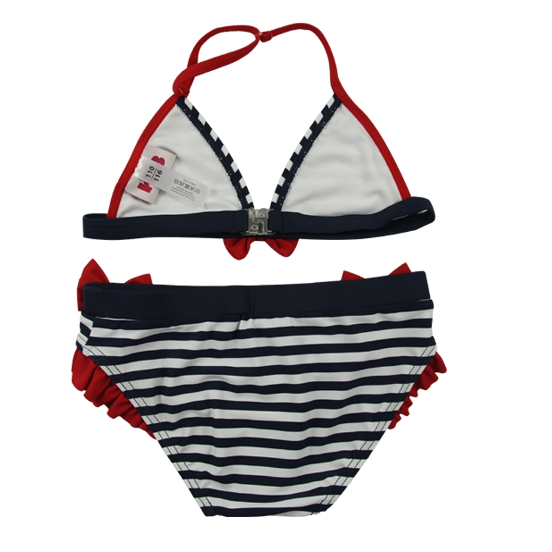 Navy Stripes & Red Bows ชุดบิกินี่ชุดว่ายน้ำเด็กหญิง Halter