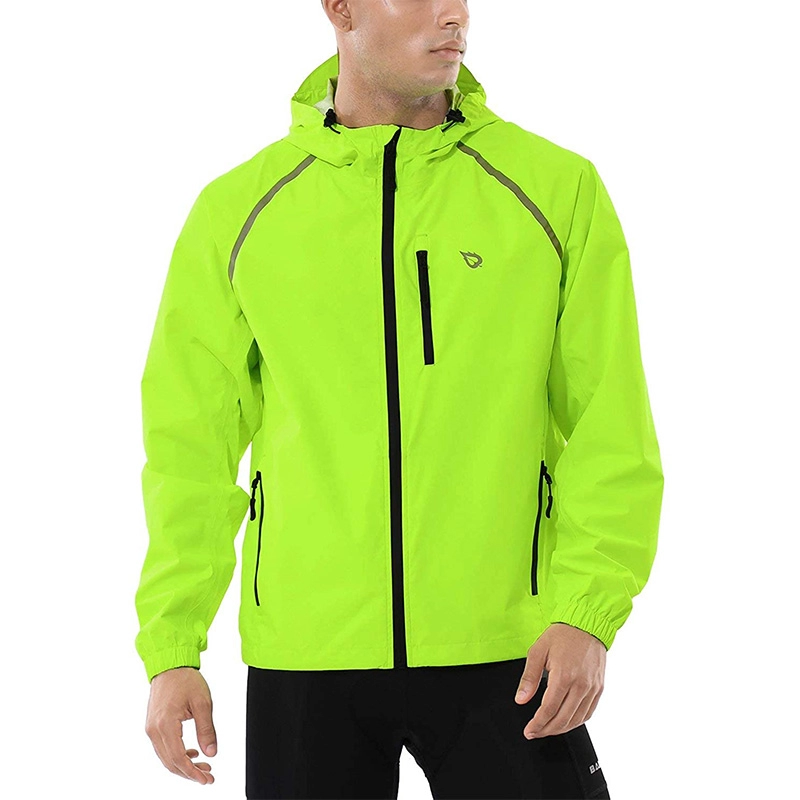 สำหรับผู้ชาย Cycling Running Jacket Waterproof Reflective Lightweight Windbreaker Windproof Bike Jacket Hooded Packable