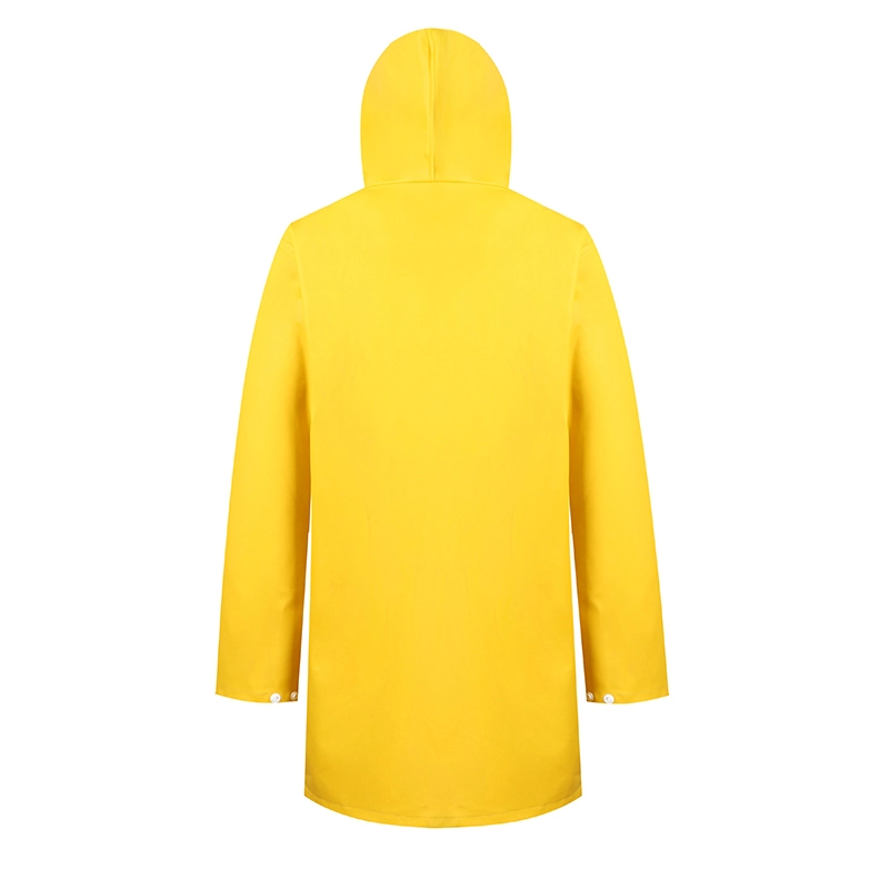เสื้อกันฝน PU กันน้ำเหลืองสไตล์ยาวของผู้หญิง