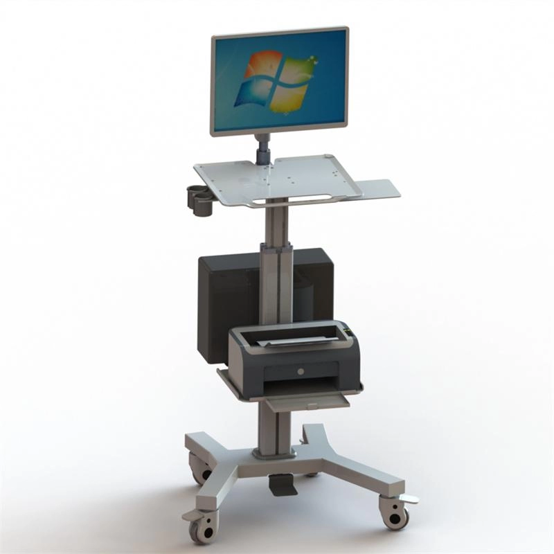 All In One Workstation VESA Hospital รถเข็นคอมพิวเตอร์ทางการแพทย์เคลื่อนที่