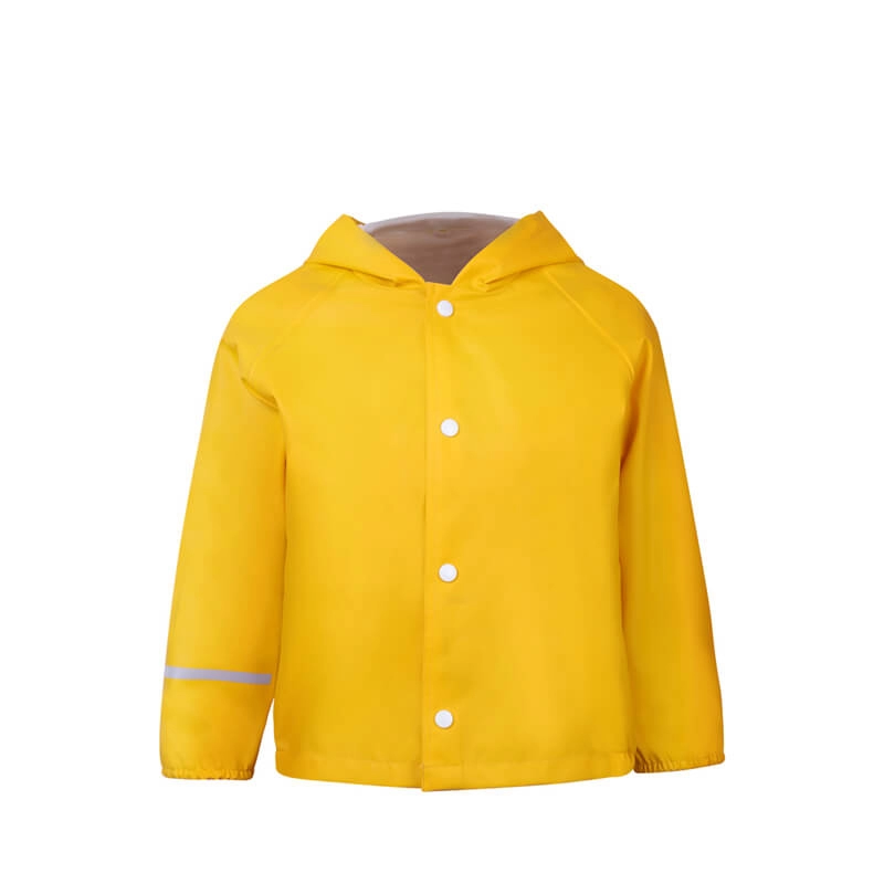 เสื้อแจ็คเก็ตกันฝนยาง PU สำหรับผู้ชายสีเหลืองความถี่สูง