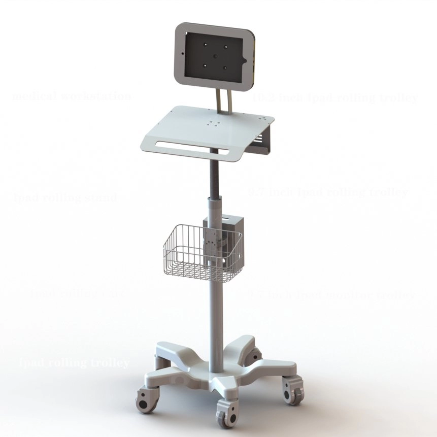 9.7/10.2 นิ้ว Ipad Telehealth แท็บเล็ต Medical Cart พร้อมล็อค