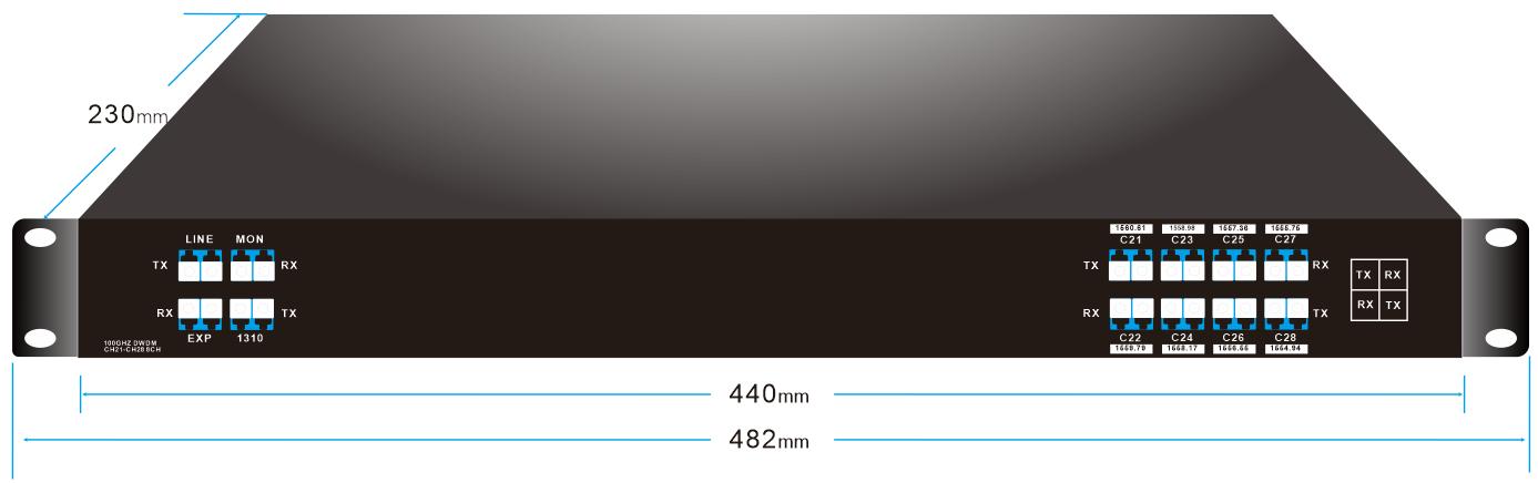 DUAL FIBER 8CH DWDM MUX DEMUX 19” Inch 1U Rack