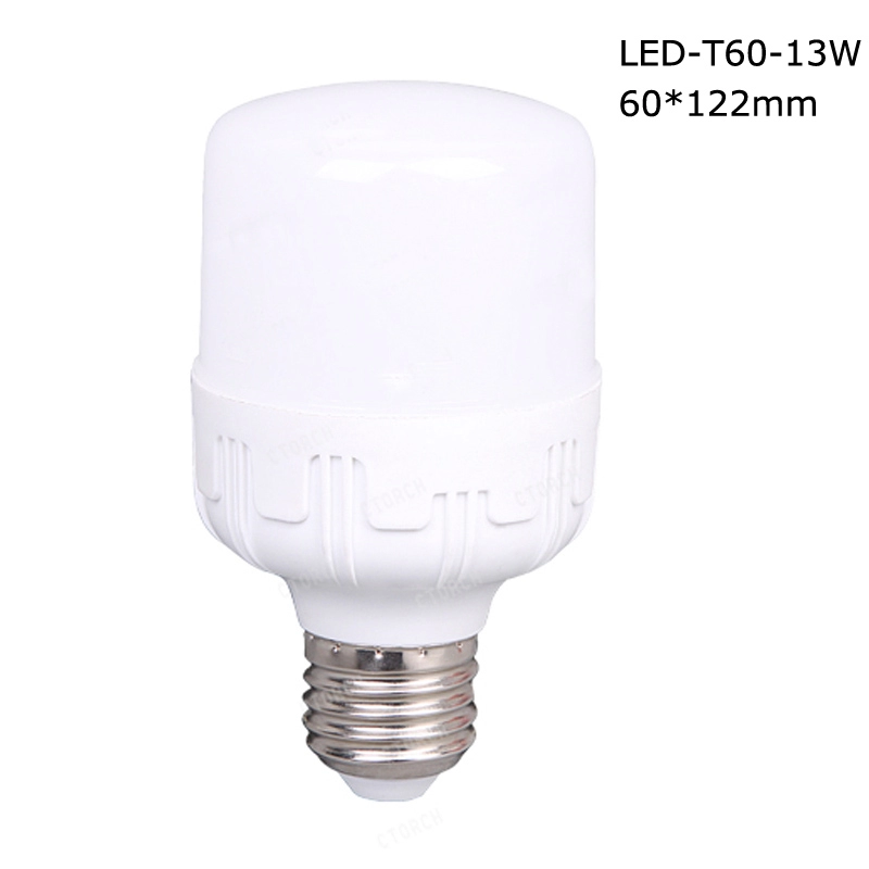 หลอดไฟ LED T60 ทรงกระบอก 13W พลาสติกและอลูมิเนียม