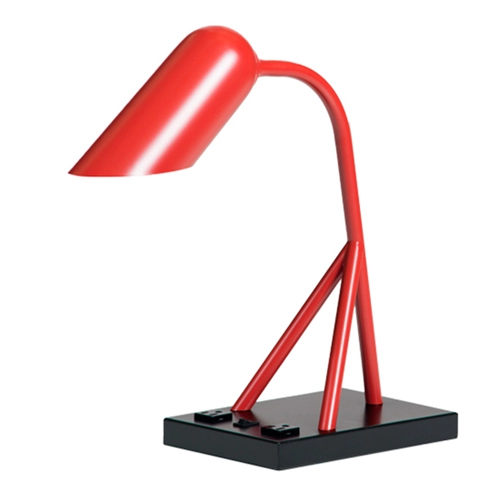 โคมไฟตั้งโต๊ะโลหะสีแดงสไตล์โมเดิร์นพร้อมปลั๊กไฟ