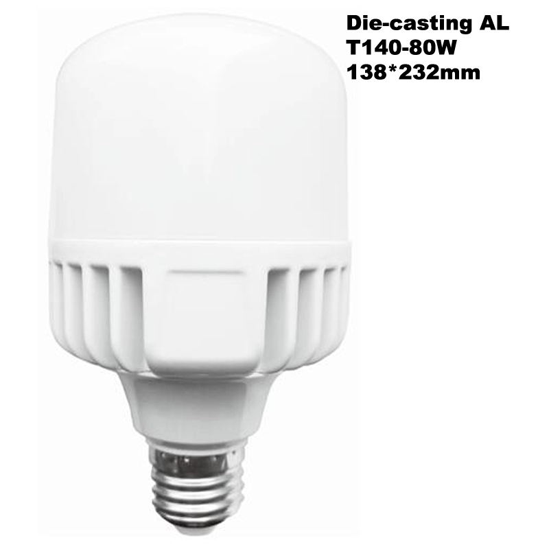 อะลูมิเนียมหล่อขึ้นรูป 80W LED T-bulb