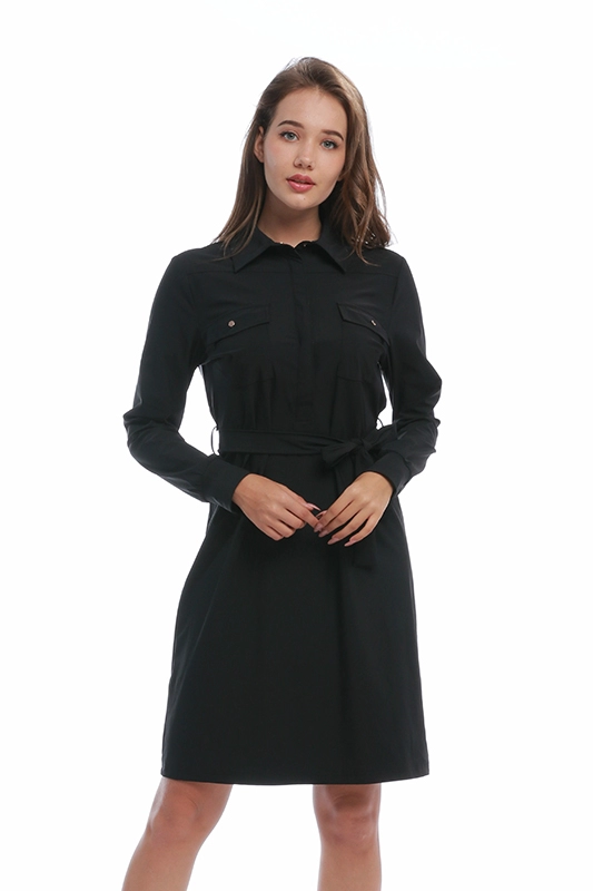 ผู้ผลิตเสื้อผ้าสุภาพสตรี Polyamide Elastane Solid Knee Length Women's Dress Dress