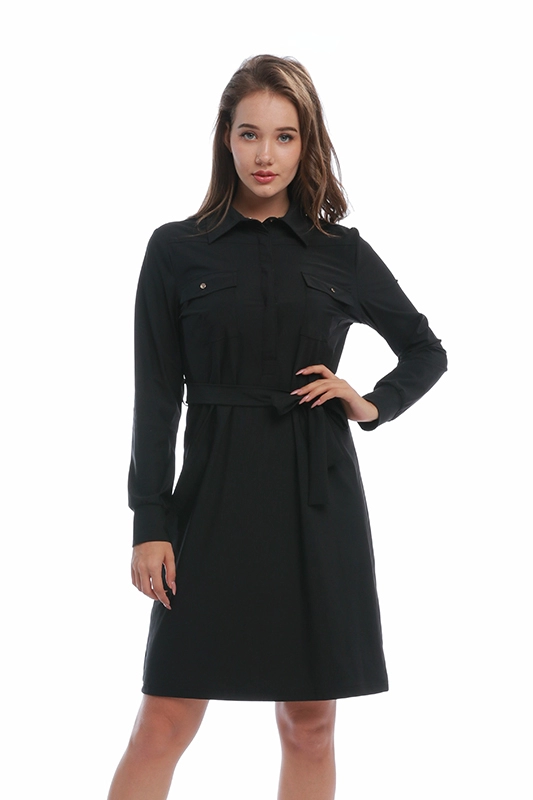 ผู้ผลิตเสื้อผ้าสุภาพสตรี Polyamide Elastane Solid Knee Length Women's Dress Dress