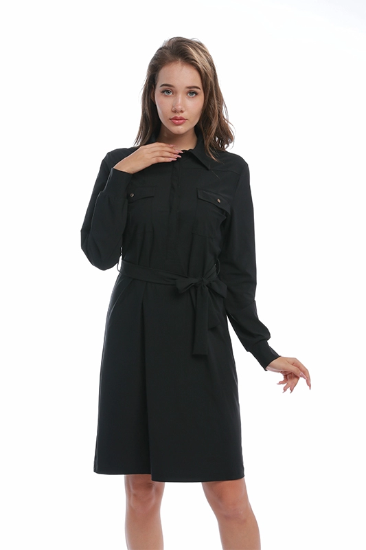 ผู้ผลิตเสื้อผ้าสุภาพสตรี Polyamide Elastane Solid Knee Length Women's Dress Dress