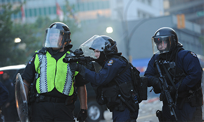 Black anti riot helmet