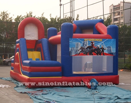 ปราสาทกระโดดพองสไปเดอร์แมนเด็ก 6x5 เมตรพร้อมสไลด์ราคาขายจาก Sino Inflatables