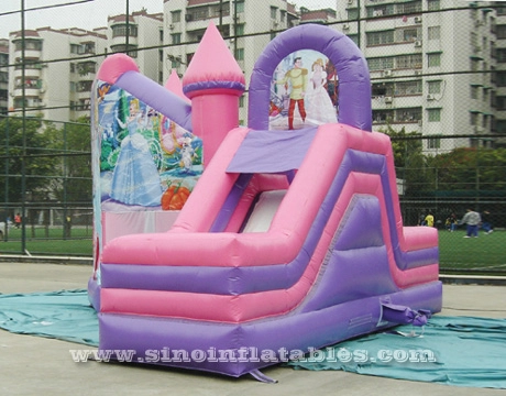 6x5m เด็กปาร์ตี้ปราสาทเป่าลมเจ้าหญิงเด้งพร้อมสไลด์จาก Sino Inflatables