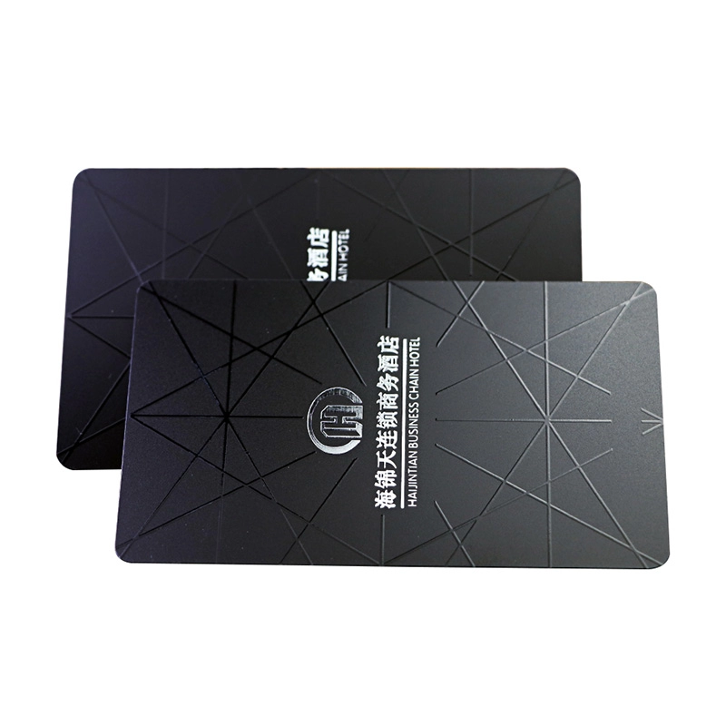 บัตรกุญแจโรงแรม PVC 13.56MHz RFID S50 สีดำพร้อมจุด UV